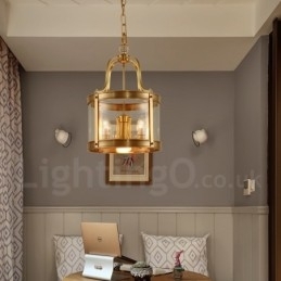 Designer Touch Decorative 5 Light Retro Rustic Luxury Brass Pendant Lamp Chandelier with Glass Shade