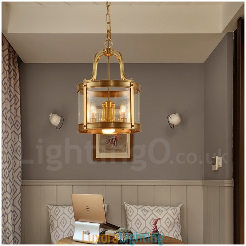 Designer Touch Decorative 5 Light Retro Rustic Luxury Brass Pendant Lamp Chandelier with Glass Shade