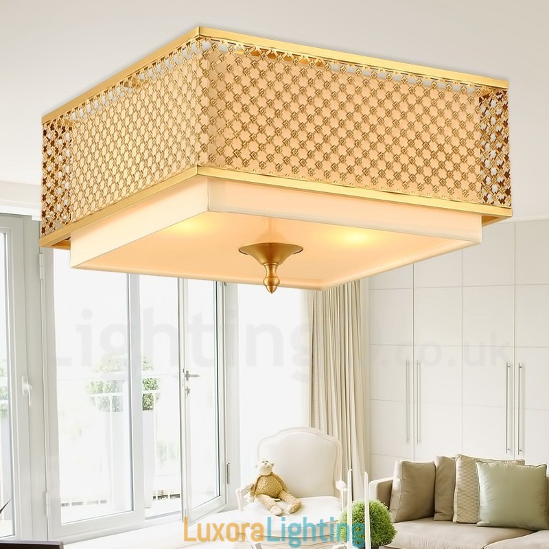 Designer Touch Decorative 4 Light Retro Rustic Luxury Brass Pendant Lamp Chandelier with Fabric Shade