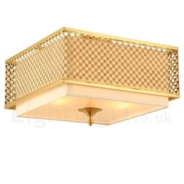 Designer Touch Decorative 4 Light Retro Rustic Luxury Brass Pendant Lamp Chandelier with Fabric Shade