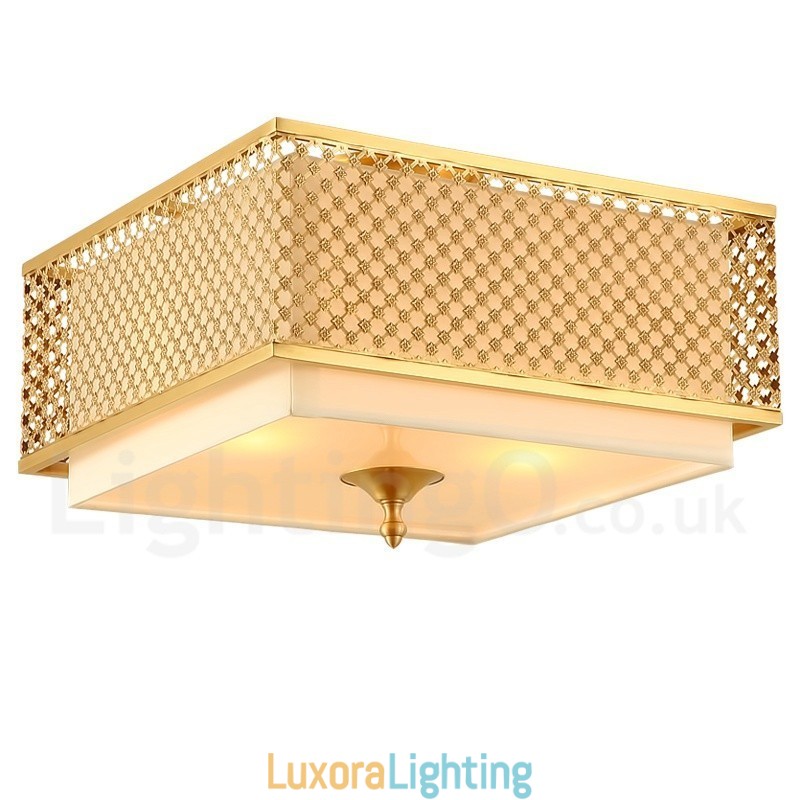 Designer Touch Decorative 4 Light Retro Rustic Luxury Brass Pendant Lamp Chandelier with Fabric Shade