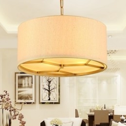 Designer Touch Decorative 4 Light Retro Rustic Luxury Brass Pendant Lamp Chandelier with Fabric Shade