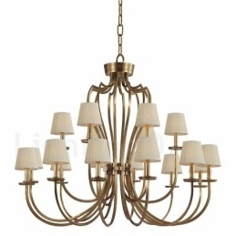 Designer Touch Decorative 18 Light Retro Rustic Luxury Brass Pendant Lamp Chandelier with Fabric Shade