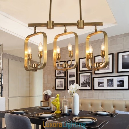Designer Touch Decorative 6 Light Retro Rustic Luxury Brass Pendant Lamp Chandelier