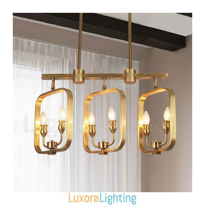 Designer Touch Decorative 6 Light Retro Rustic Luxury Brass Pendant Lamp Chandelier