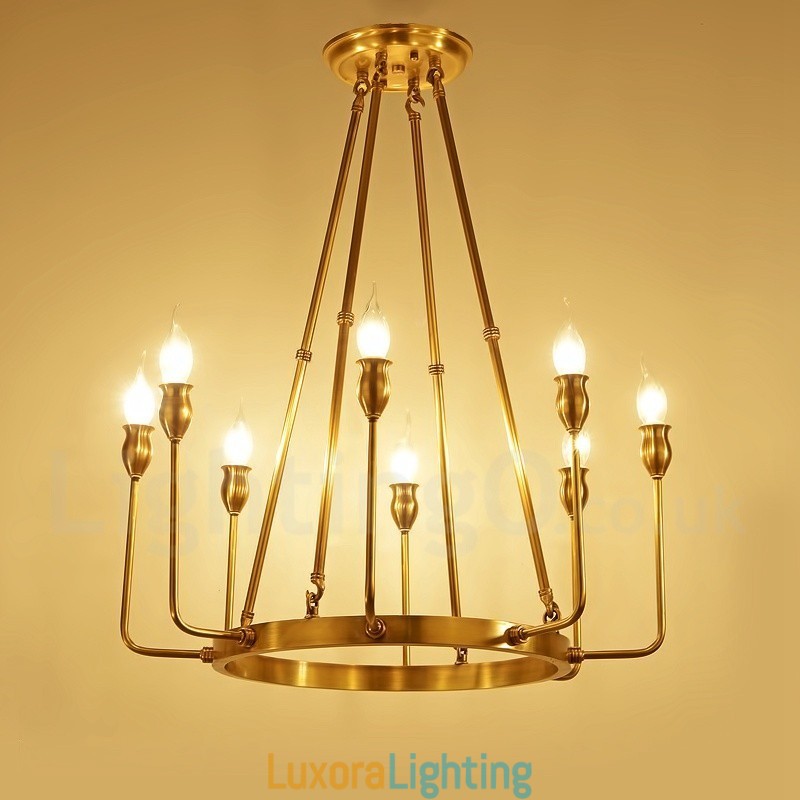 Designer Touch Decorative 6 Light 8 Light Retro Rustic Luxury Brass Pendant Lamp Chandelier