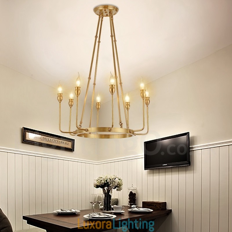 Designer Touch Decorative 6 Light 8 Light Retro Rustic Luxury Brass Pendant Lamp Chandelier