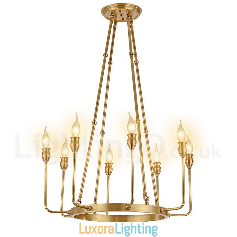 Designer Touch Decorative 6 Light 8 Light Retro Rustic Luxury Brass Pendant Lamp Chandelier