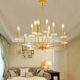 Designer Touch Decorative 12 Light Retro Rustic Luxury Brass Pendant Lamp Chandelier