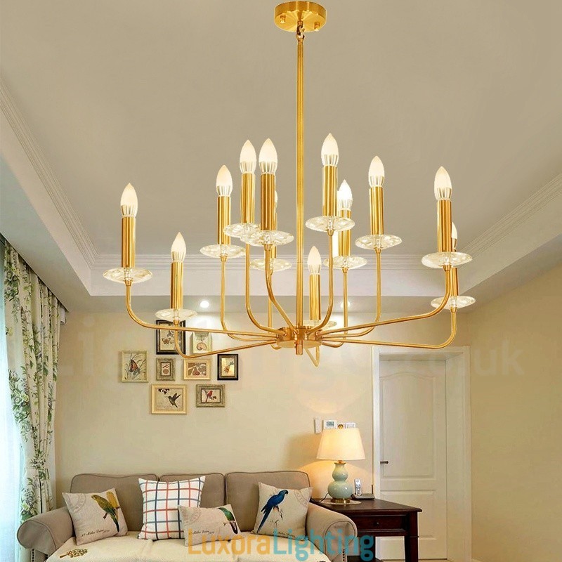 Designer Touch Decorative 12 Light Retro Rustic Luxury Brass Pendant Lamp Chandelier