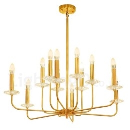 Designer Touch Decorative 12 Light Retro Rustic Luxury Brass Pendant Lamp Chandelier