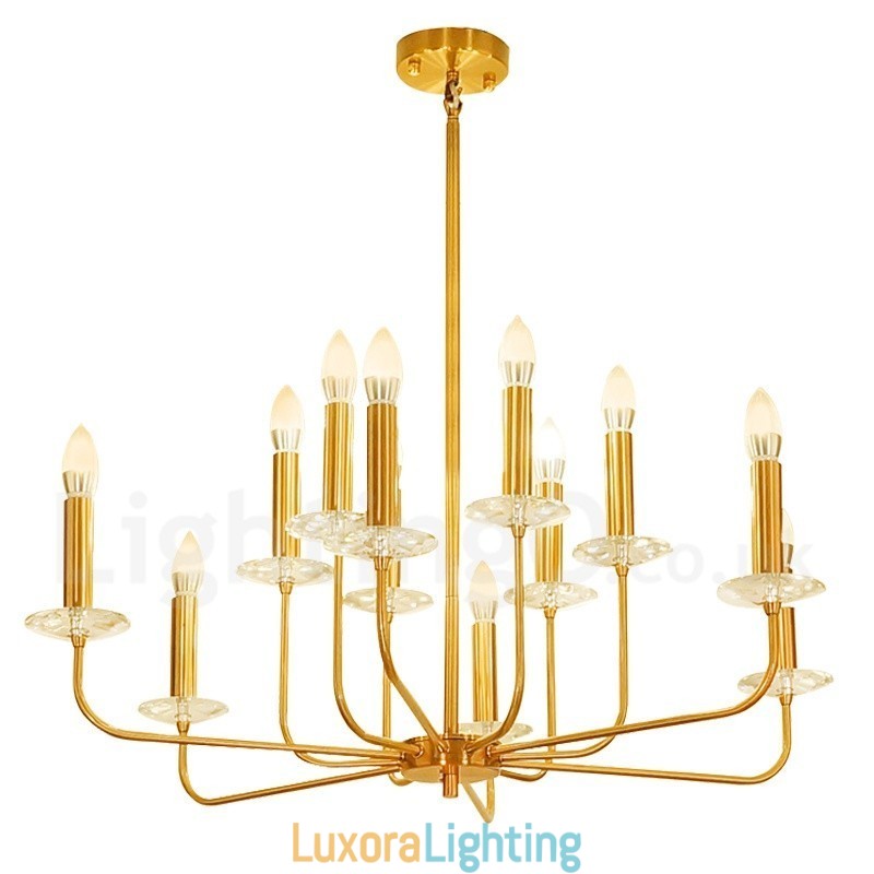 Designer Touch Decorative 12 Light Retro Rustic Luxury Brass Pendant Lamp Chandelier