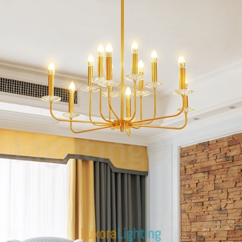 Designer Touch Decorative 12 Light Retro Rustic Luxury Brass Pendant Lamp Chandelier