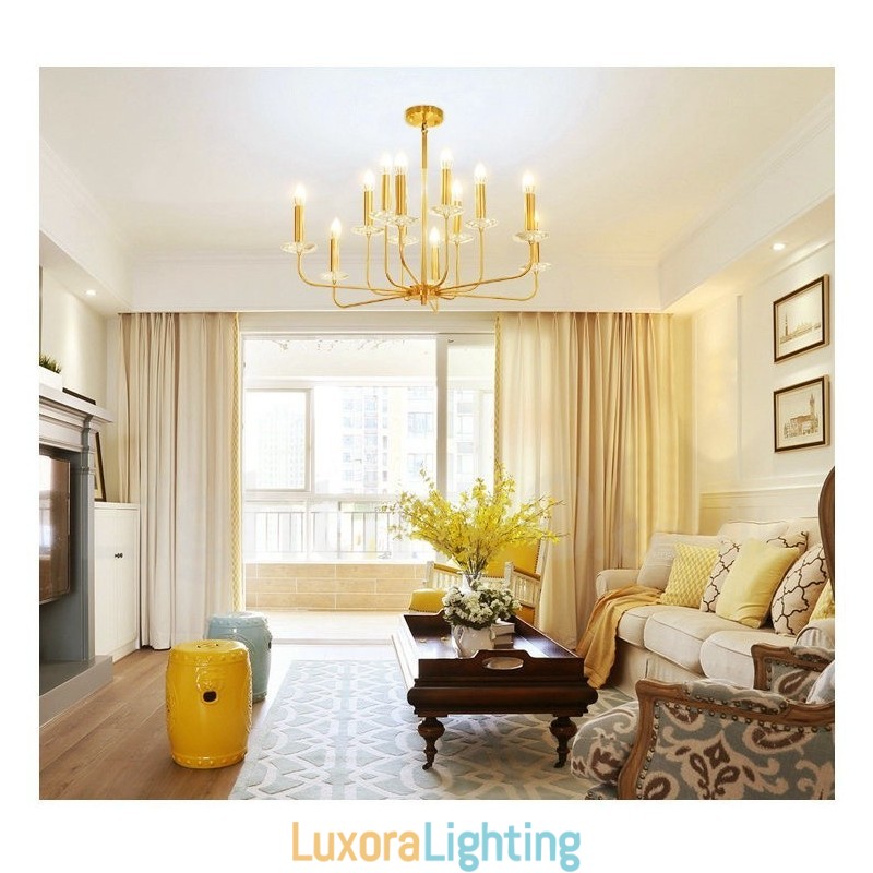 Designer Touch Decorative 12 Light Retro Rustic Luxury Brass Pendant Lamp Chandelier