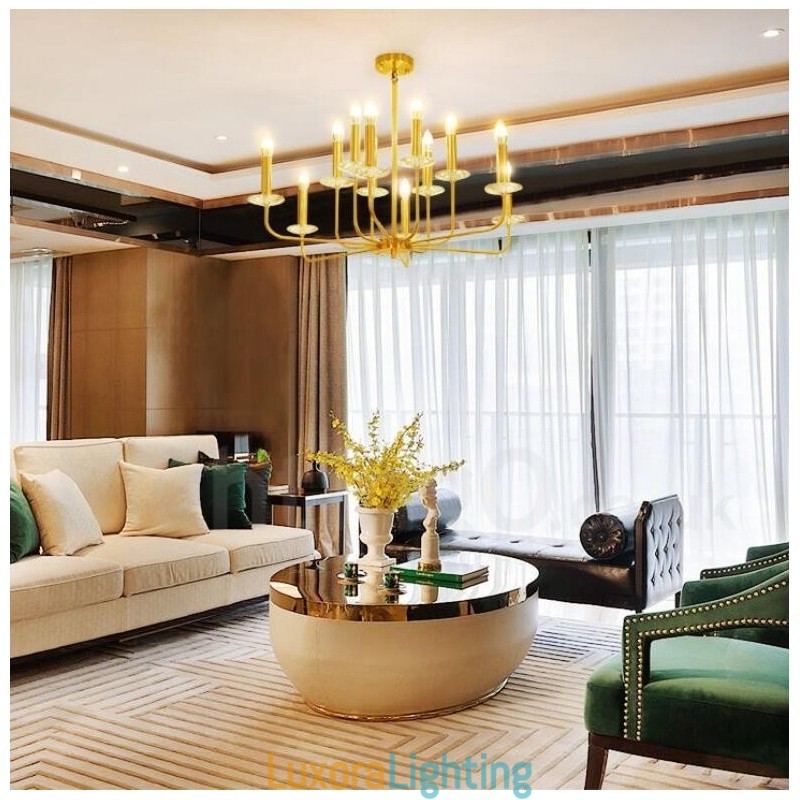 Designer Touch Decorative 12 Light Retro Rustic Luxury Brass Pendant Lamp Chandelier