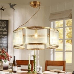 Designer Touch Decorative 6 Light Retro Rustic Luxury Brass Pendant Lamp Chandelier with Glass Shade