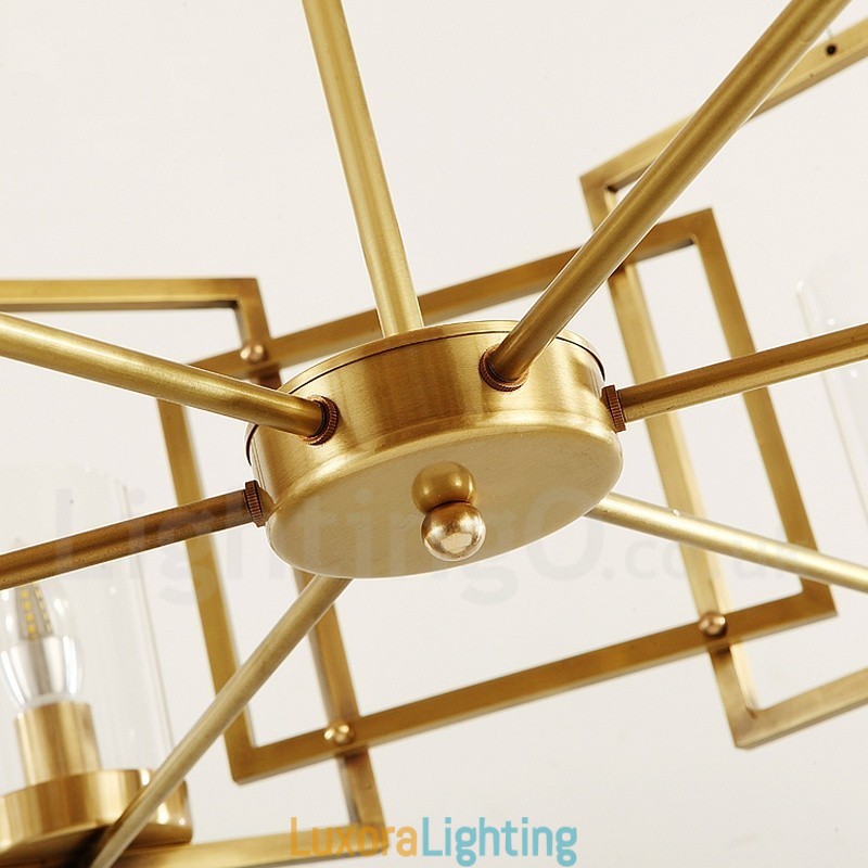 Designer Touch Decorative 6 Light Retro Rustic Luxury Brass Pendant Lamp Chandelier with Glass Shade