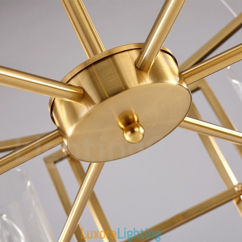 Designer Touch Decorative 6 Light Retro Rustic Luxury Brass Pendant Lamp Chandelier with Glass Shade