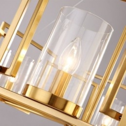 Designer Touch Decorative 6 Light Retro Rustic Luxury Brass Pendant Lamp Chandelier with Glass Shade