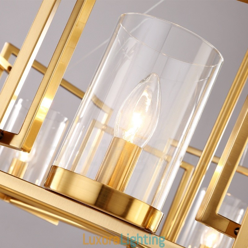 Designer Touch Decorative 6 Light Retro Rustic Luxury Brass Pendant Lamp Chandelier with Glass Shade