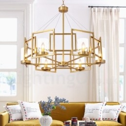 Designer Touch Decorative 6 Light Retro Rustic Luxury Brass Pendant Lamp Chandelier with Glass Shade