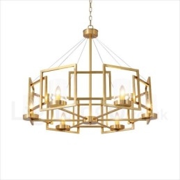 Designer Touch Decorative 6 Light Retro Rustic Luxury Brass Pendant Lamp Chandelier with Glass Shade