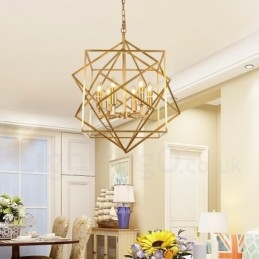 Designer Touch Decorative 6 Light Retro Rustic Luxury Brass Pendant Lamp Chandelier