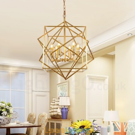 Designer Touch Decorative 6 Light Retro Rustic Luxury Brass Pendant Lamp Chandelier