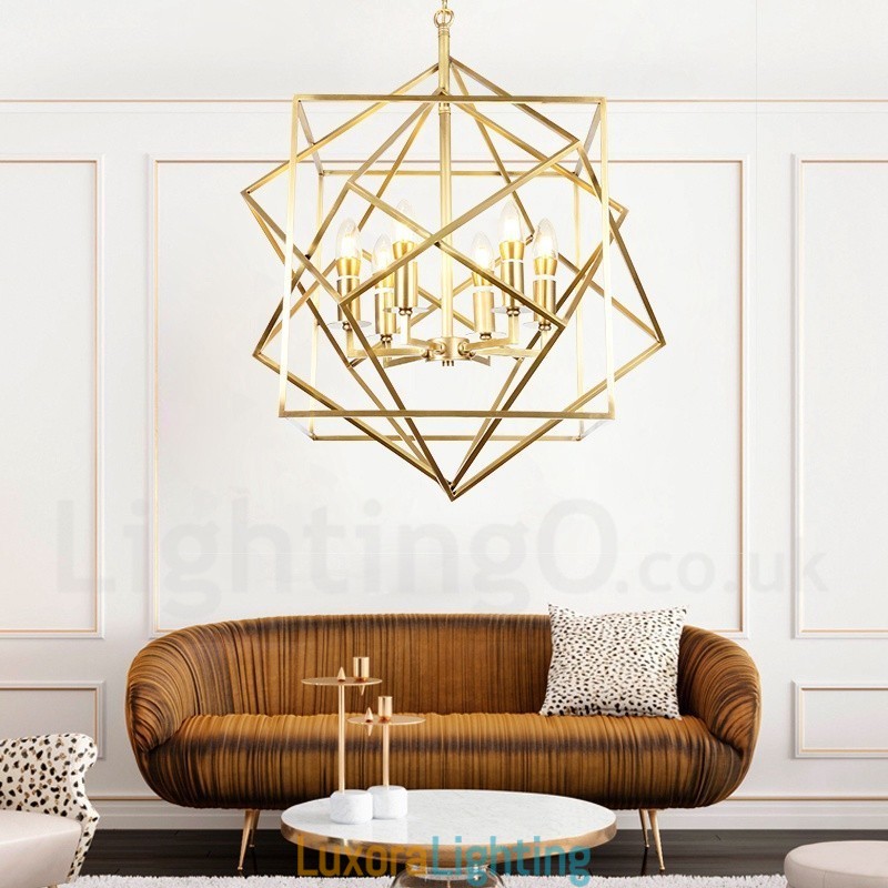 Designer Touch Decorative 6 Light Retro Rustic Luxury Brass Pendant Lamp Chandelier
