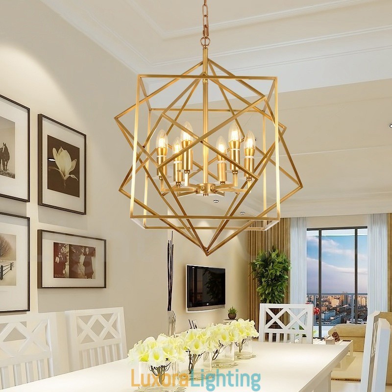 Designer Touch Decorative 6 Light Retro Rustic Luxury Brass Pendant Lamp Chandelier