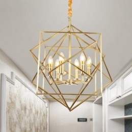 Designer Touch Decorative 6 Light Retro Rustic Luxury Brass Pendant Lamp Chandelier