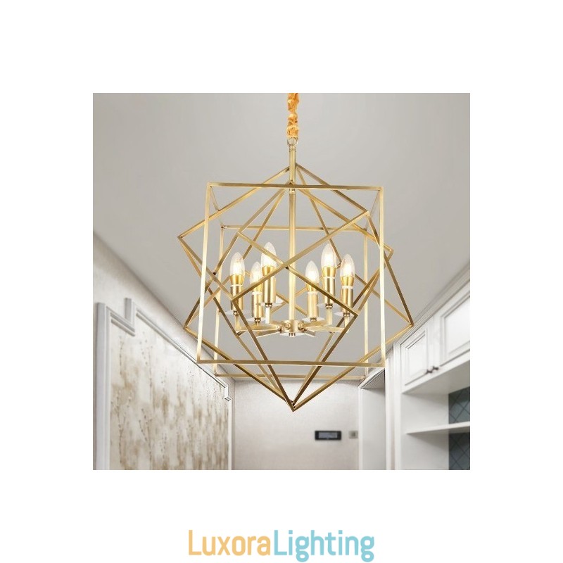 Designer Touch Decorative 6 Light Retro Rustic Luxury Brass Pendant Lamp Chandelier