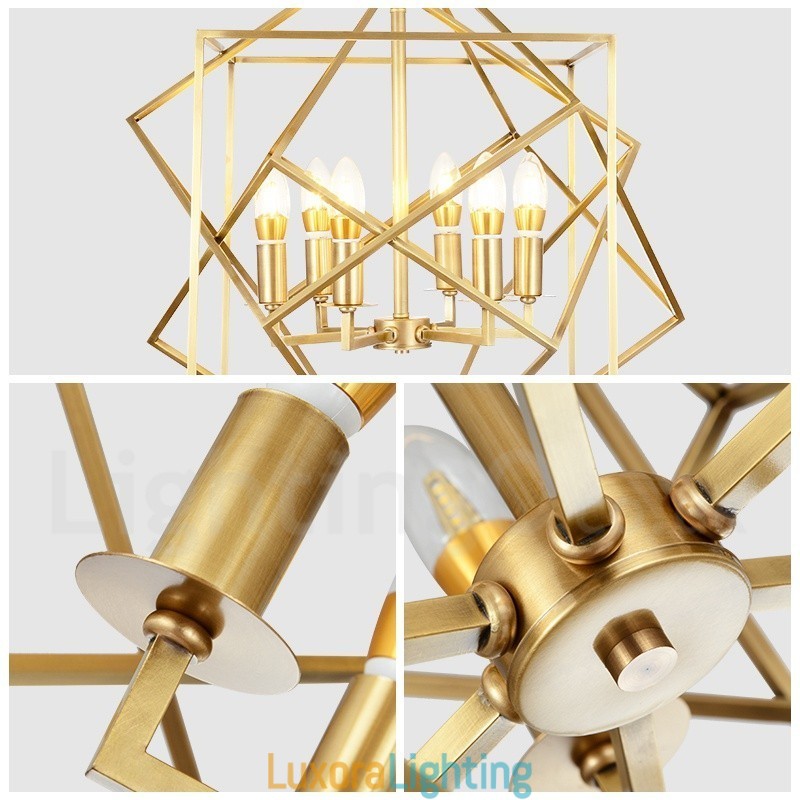 Designer Touch Decorative 6 Light Retro Rustic Luxury Brass Pendant Lamp Chandelier