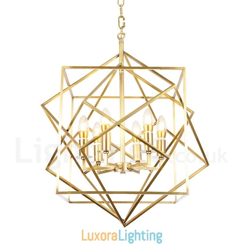 Designer Touch Decorative 6 Light Retro Rustic Luxury Brass Pendant Lamp Chandelier