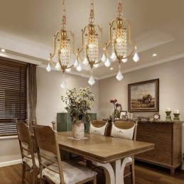 Designer Touch Decorative 1 Light Retro Rustic Luxury Brass Pendant Lamp Chandelier with Crystal Shade