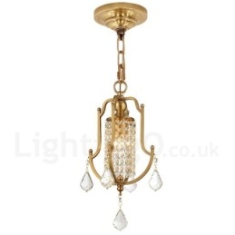 Designer Touch Decorative 1 Light Retro Rustic Luxury Brass Pendant Lamp Chandelier with Crystal Shade