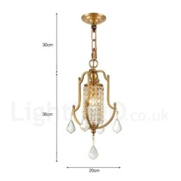 Designer Touch Decorative 1 Light Retro Rustic Luxury Brass Pendant Lamp Chandelier with Crystal Shade