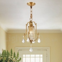Designer Touch Decorative 1 Light Retro Rustic Luxury Brass Pendant Lamp Chandelier with Crystal Shade