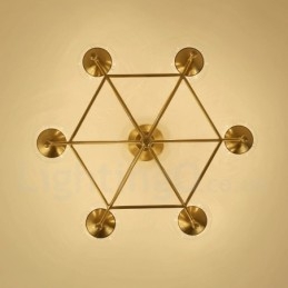 Designer Touch Decorative 6 Light Retro Rustic Luxury Brass Pendant Lamp Chandelier with Glass Shade