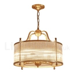 Designer Touch Decorative 5 Light Retro Rustic Luxury Brass Pendant Lamp Chandelier with Glass Shade