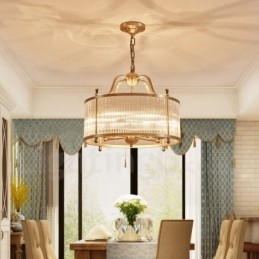Designer Touch Decorative 5 Light Retro Rustic Luxury Brass Pendant Lamp Chandelier with Glass Shade