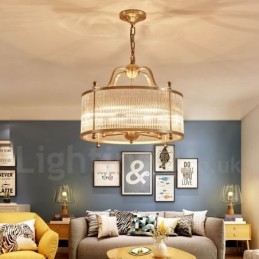 Designer Touch Decorative 5 Light Retro Rustic Luxury Brass Pendant Lamp Chandelier with Glass Shade