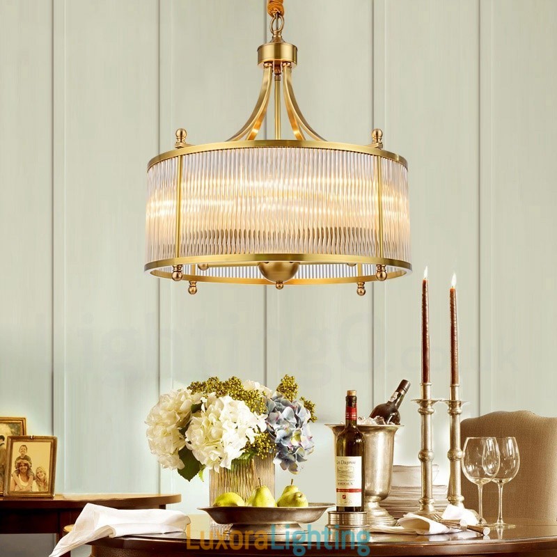 Designer Touch Decorative 5 Light Retro Rustic Luxury Brass Pendant Lamp Chandelier with Glass Shade