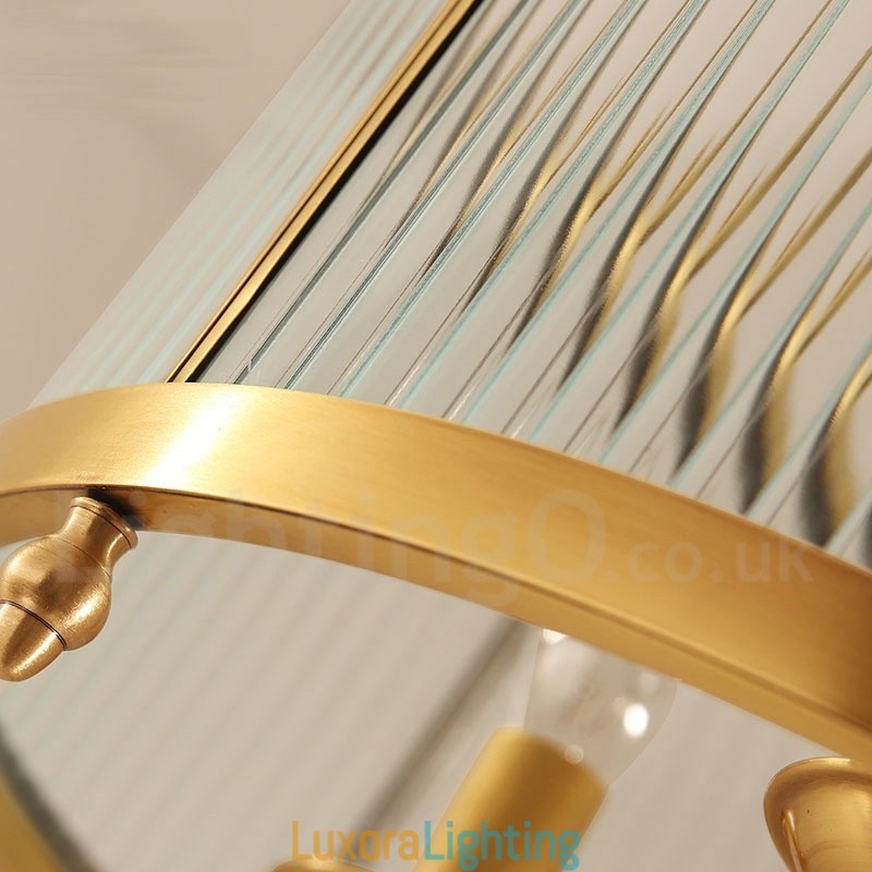 Designer Touch Decorative 5 Light Retro Rustic Luxury Brass Pendant Lamp Chandelier with Glass Shade