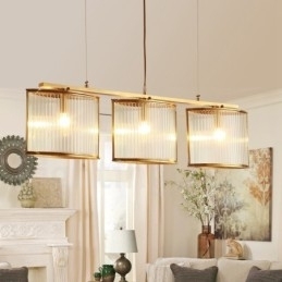 Designer Touch Decorative 3 Light Retro Rustic Luxury Brass Pendant Lamp Chandelier with Glass Shade