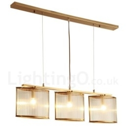 Designer Touch Decorative 3 Light Retro Rustic Luxury Brass Pendant Lamp Chandelier with Glass Shade