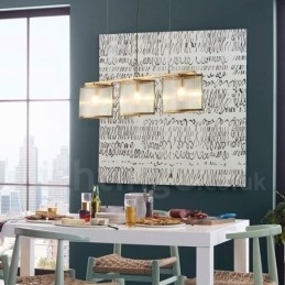 Designer Touch Decorative 3 Light Retro Rustic Luxury Brass Pendant Lamp Chandelier with Glass Shade