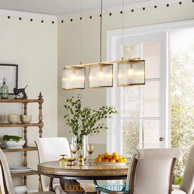 Designer Touch Decorative 3 Light Retro Rustic Luxury Brass Pendant Lamp Chandelier with Glass Shade