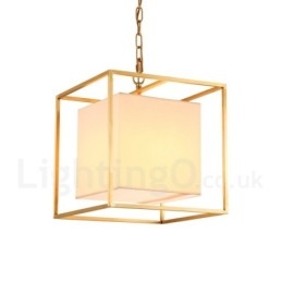 Designer Touch Decorative 1 Light Retro Rustic Luxury Brass Pendant Lamp Chandelier with Fabric Shade