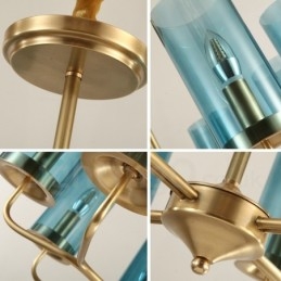 Designer Touch Decorative 16 Light Retro Rustic Luxury Brass Pendant Lamp Chandelier with Glass Shade